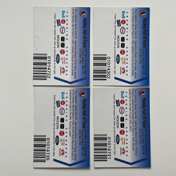 LOT OF 4 Hockey Hall of Fame The Collection Series Cards/Tickets #3(x2) #4 #8 - Picture 2 of 2